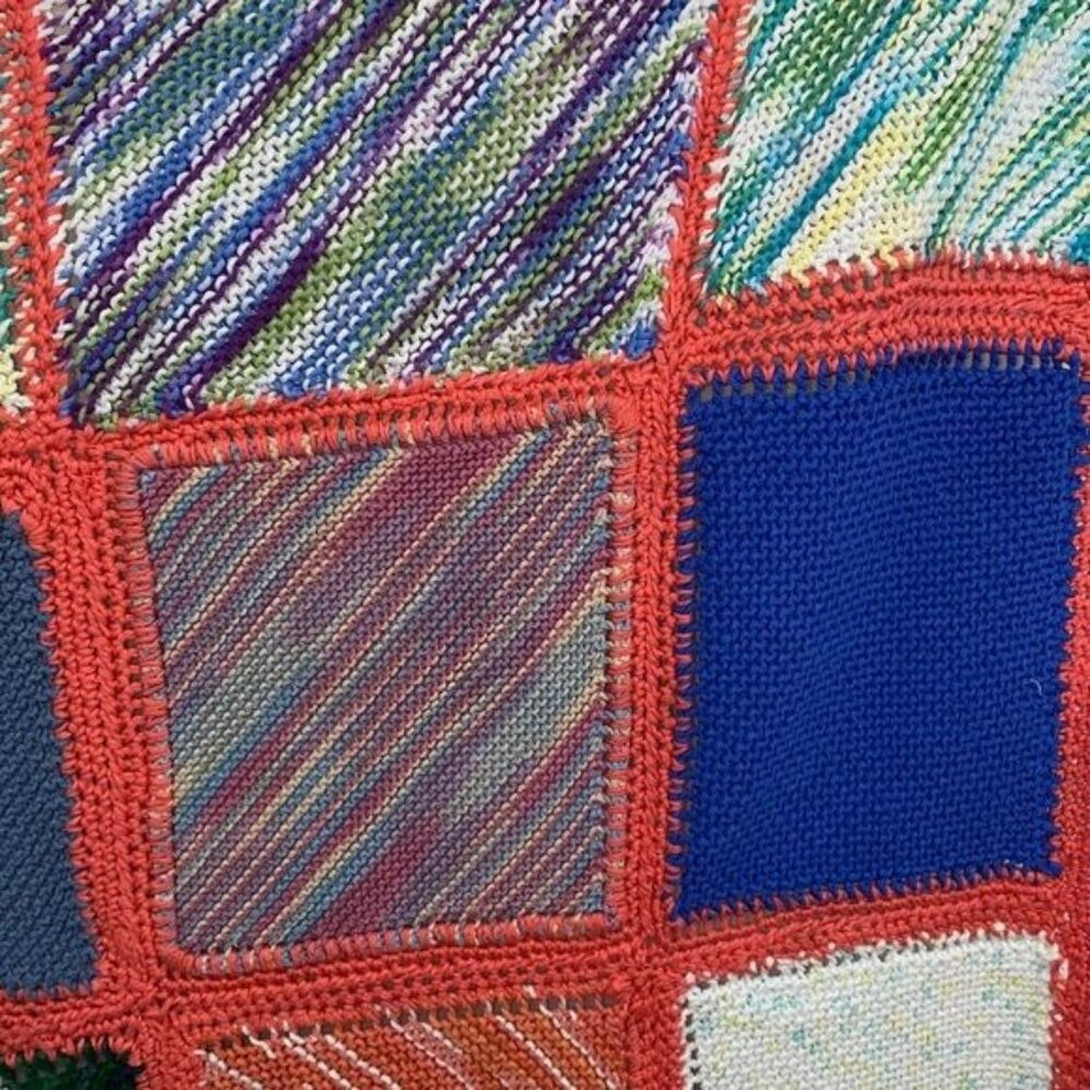 Handmade Crocheted Squares Blanket multicolored - Picture 3 of 4